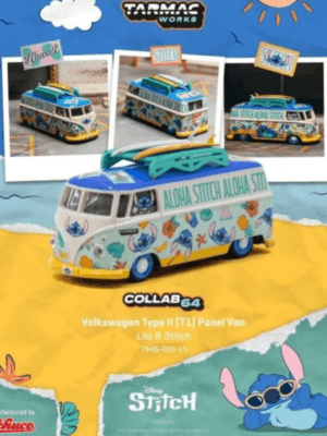 (預訂 Pre Order) TARMAC Works COLLAB64 T64S-005-LS 1/64 Volkswagen Type II (T1) Panel Van Lilo & Stitch (吸塑掛卡包裝)