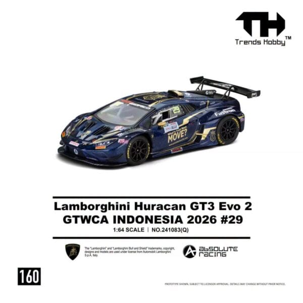 (預訂 Pre Order) Trends Hobby 1/64 Lamborghini Huracan GT3 EVO2 - GTWCA Indonesia 2026