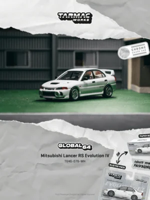 T64G-076-WH (預訂 Pre Order) TARMAC Works GLOBAL64 T64G-076-WH 1/64 Mitsubishi Lancer RS Evolution IV White (紙盒包裝)