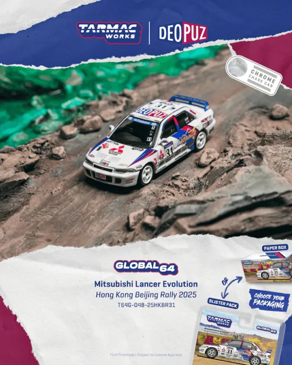(預訂 Pre Order) TARMAC Works GLOBAL64 T64G-048-25HKBR31 1/64 Mitsubishi Lancer Evolution Hong Kong Beijing Rally 2025 (紙盒包裝)