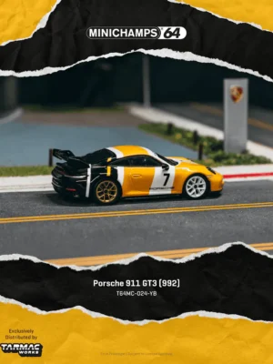 T64MC-024-YB (預訂 Pre Order) TARMAC Works MINICHAMPS64 T64MC-024-YB 1/64 Porsche 911 GT3 (992) Yellow/Black