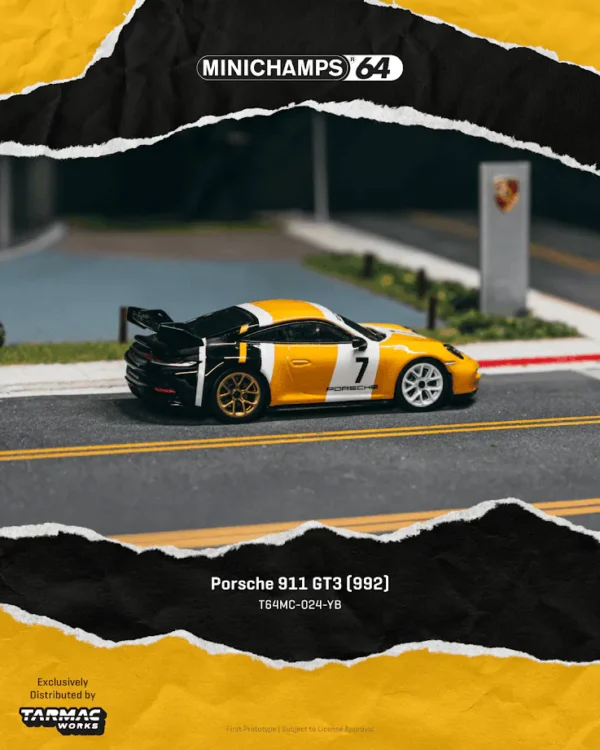 (預訂 Pre Order) TARMAC Works MINICHAMPS64 T64MC-024-YB 1/64 Porsche 911 GT3 (992) Yellow/Black