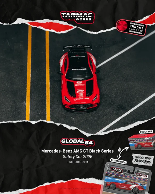 (預訂 Pre Order) TARMAC Works GLOBAL64 T64G-042-SCA 1/64 Mercedes-Benz AMG GT Black Series Safety Car 2026 (紙盒包裝)