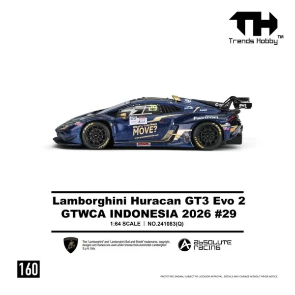 (預訂 Pre Order) Trends Hobby 1/64 Lamborghini Huracan GT3 EVO2 - GTWCA Indonesia 2026