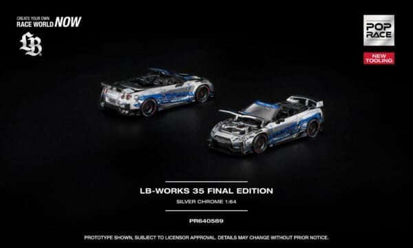 PR640589 (預訂 Pre Order) Pop Race PR640589 1/64 LB-WORKS 35 FINAL EDITION SILVER CHROME NEW TOOLING