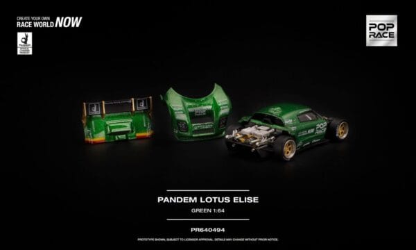 PR640494 (預訂 Pre Order) Pop Race PR640494 1/64 Pandem Lotus Elise Green