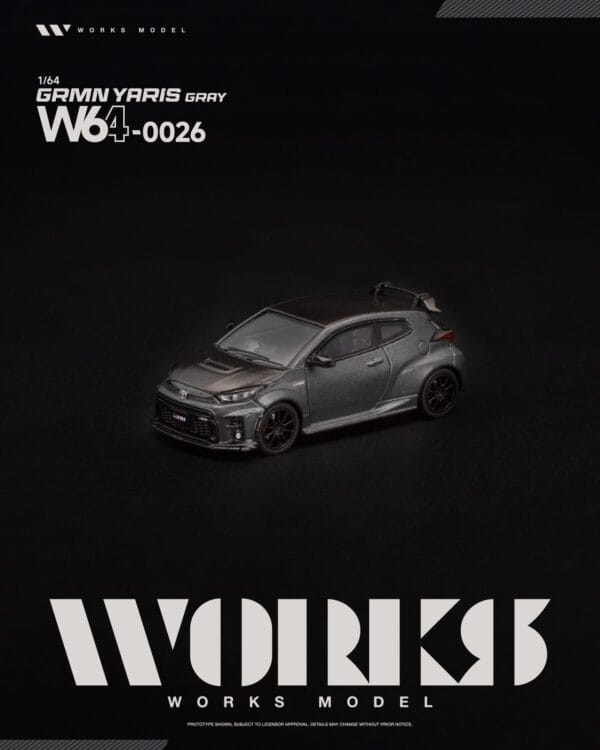 (預訂 Pre Order) Works Model W640026 1/64 TOYOTA GRMN YARIS GRAY