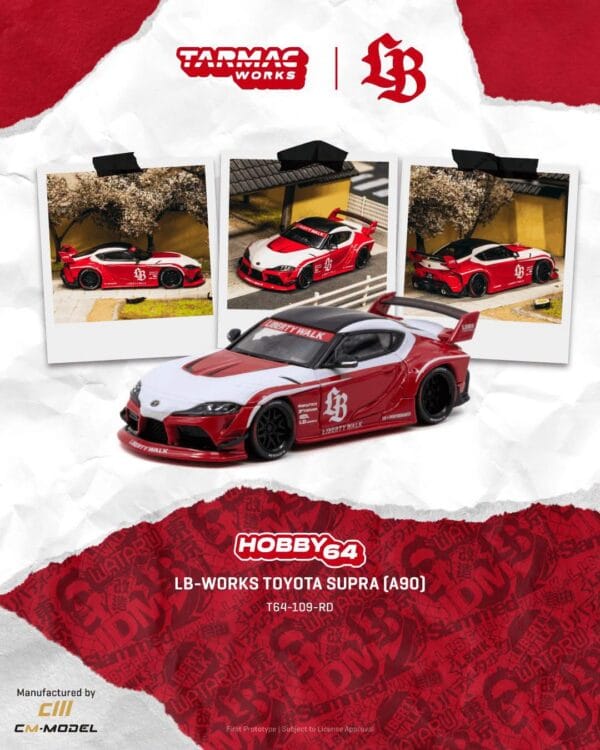 T64-109-RD (預訂 Pre Order) TARMAC Works HOBBY64 T64-109-RD 1/64 LB-WORKS TOYOTA SUPRA (A90) Red