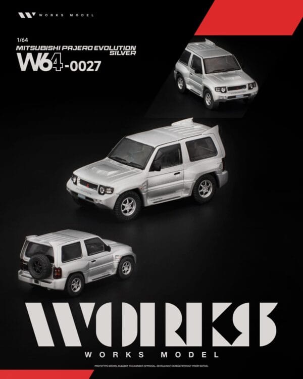 (預訂 Pre Order) Works Model W640027 1/64 MITSUBISHI PAJERO EVOLUTION SILVER