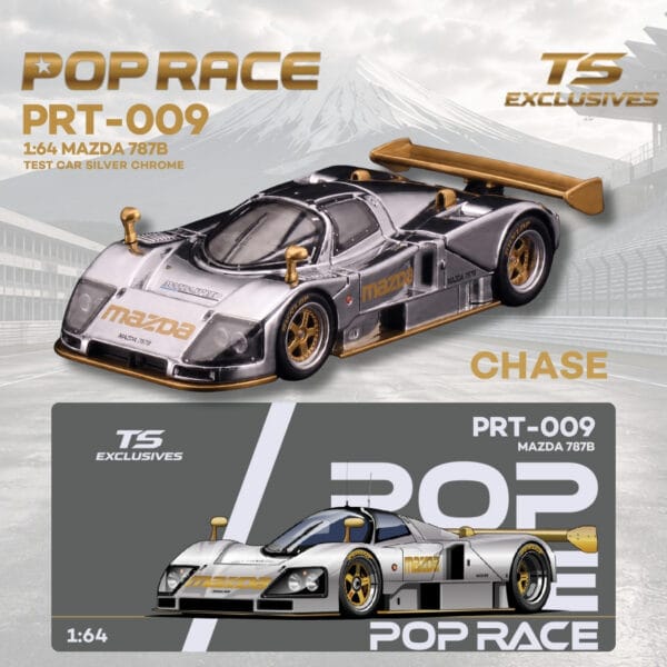 PRT009-CHASE (預訂 Pre Order) POPRACE x TOKYO STATION (TS) PRT009 1/64 MAZDA 787B TEST CAR SILVER CHROME (12件)(11+1 Chase特別版)