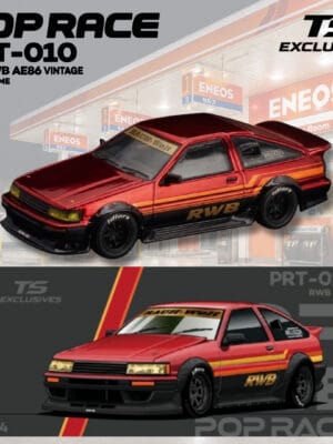 PRT0010 (預訂 Pre Order) POPRACE x TOKYO STATION (TS) PRT010 1/64 RWB AE86 VINTAGE Red Chrome