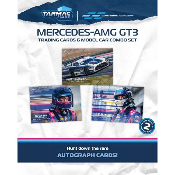 T64-062-26BGT18_3 (預訂 Pre Order) Tarmac Works T64-062-26BGT18 1/64 Mercedes-AMG GT3 British GT Championship 2026 Kevin Tse / Ben Green (Model Car + Trading Cards Combo Set)