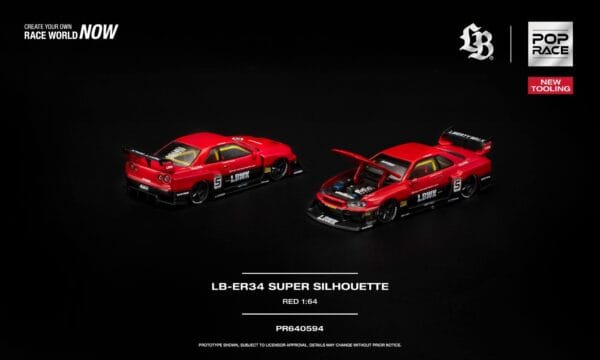 (預訂 Pre Order) Pop Race PR640594 1/64 LB-ER34 SUPER SILHOUETTE RED