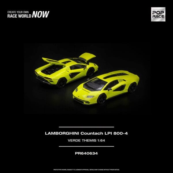 PR640634 (預訂 Pre Order) Pop Race PR640634 1/64 LAMBORGHINI COUNTACH LPI 800-4 VERDE THEMIS