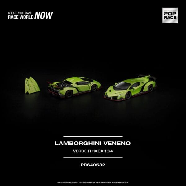 PR640532 (預訂 Pre Order) Pop Race PR640532 1/64 LAMBORGHINI VENENO VERDE ITHACA